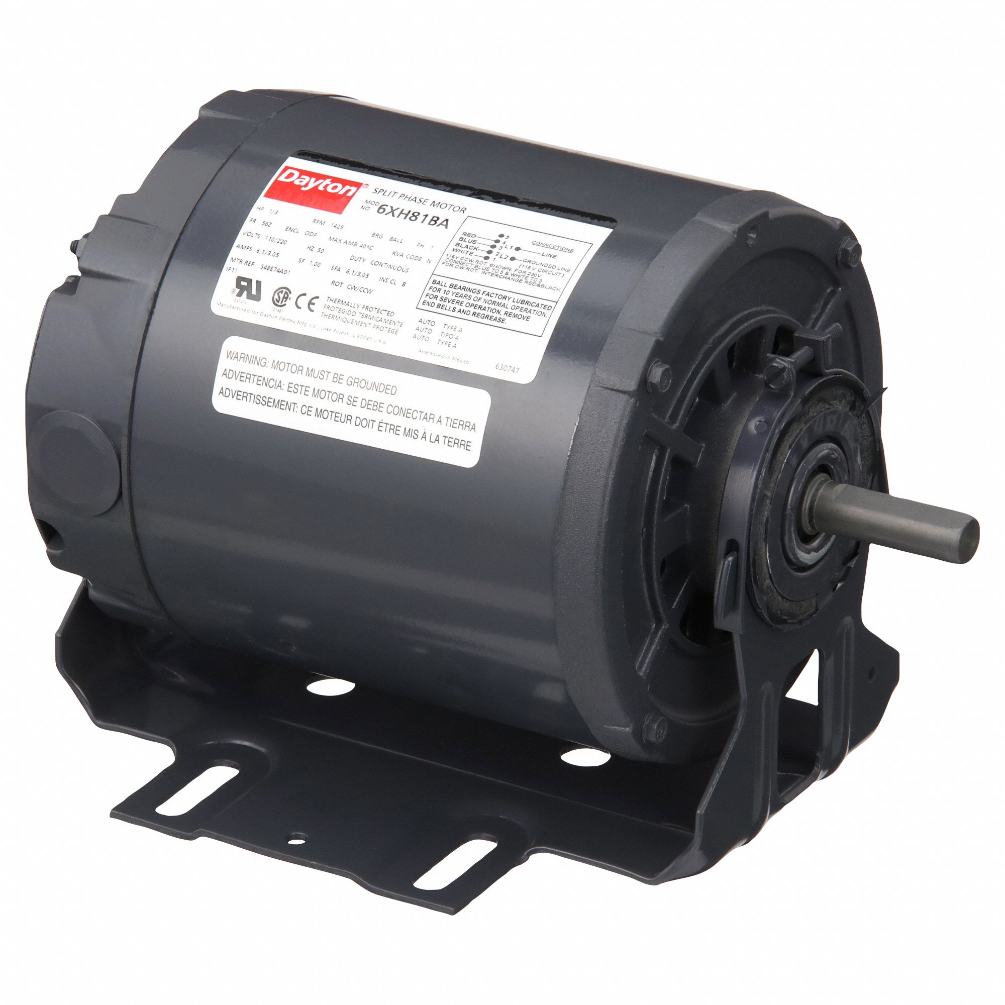DAYTON, Open Dripproof, 1/3 HP, 50 Hz Motor - 6XH81|6XH81BA DAYTON, Open Dripproof, 1/3 HP, 50 Hz Motor - 6XH81|6XH81BA
