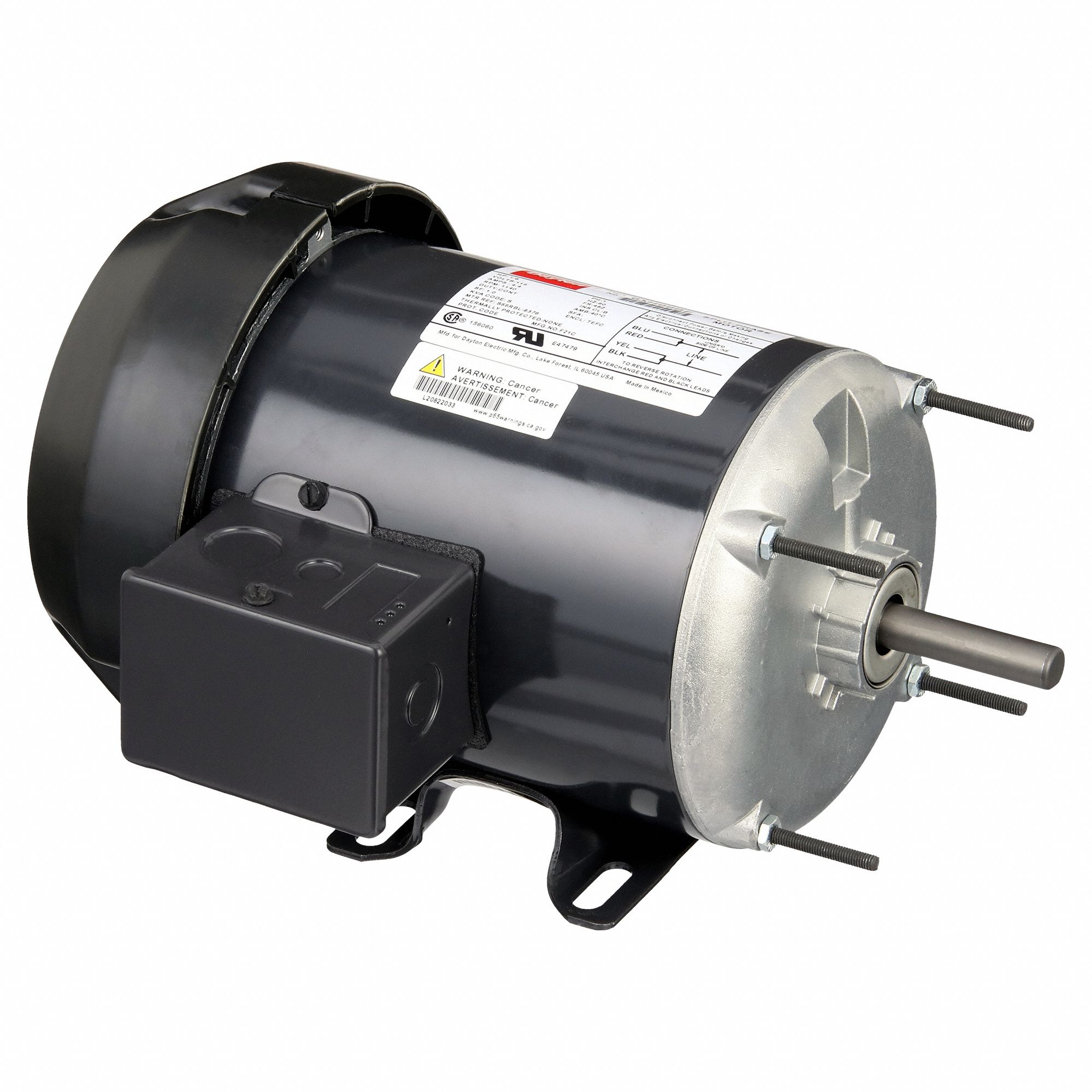 General Purpose Motor: Single Phase, 1/6 hp, 115V AC, 48Z Frame Size, 1/2 in x 1 7/8 in, B