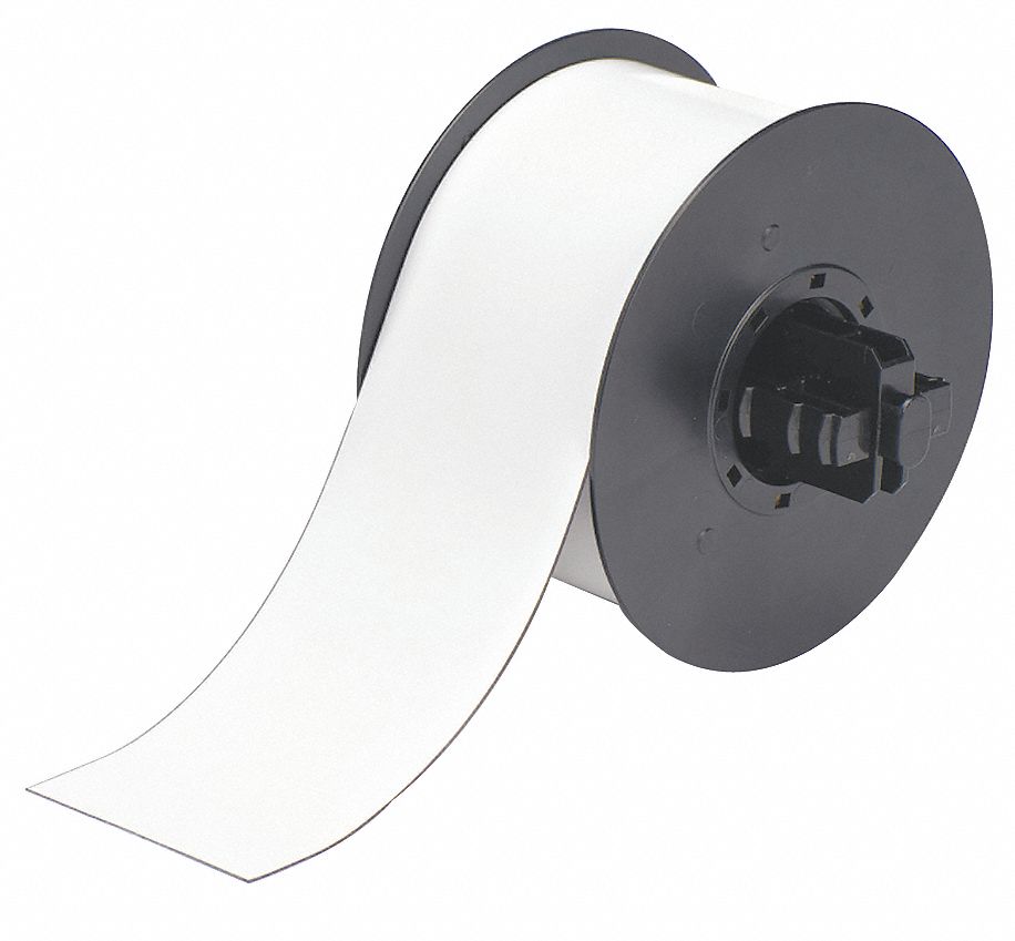 Continuous Label Stock: 2 1/2 in x 25 ft, Polyester, White (Gloss), Outdoor