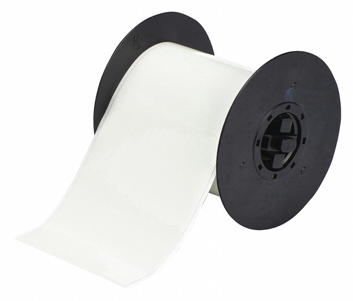 Continuous Label Stock: 4 in x 50 ft, Polyester, Green (Gloss), Indoor