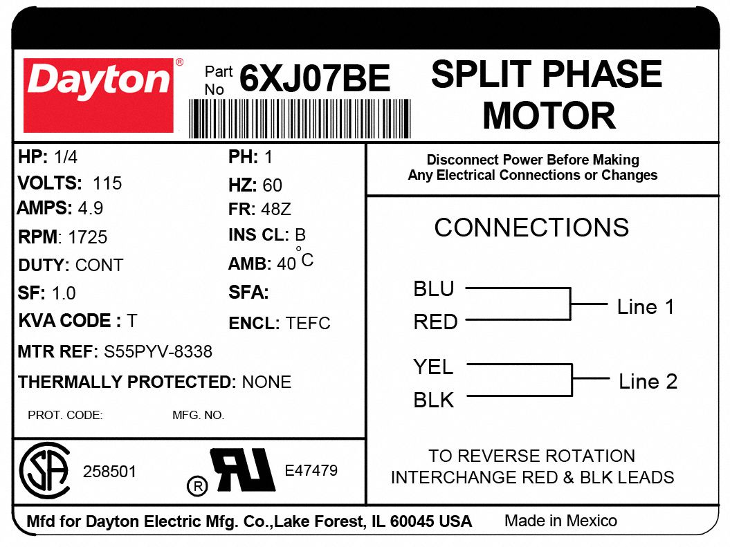 DAYTON General Purpose Motor Totally Enclosed FanCooled, Rigid Base