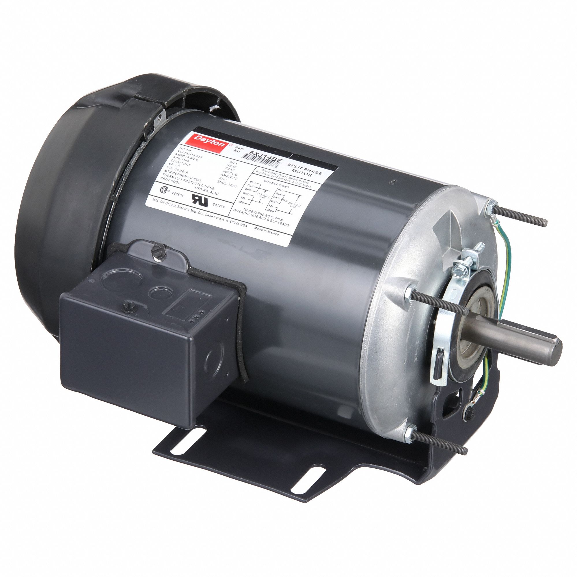General Purpose Motor: Single Phase, 1/4 hp, 115/230V AC, 56 Frame Size, 5/8 in x 1 7/8 in, B
