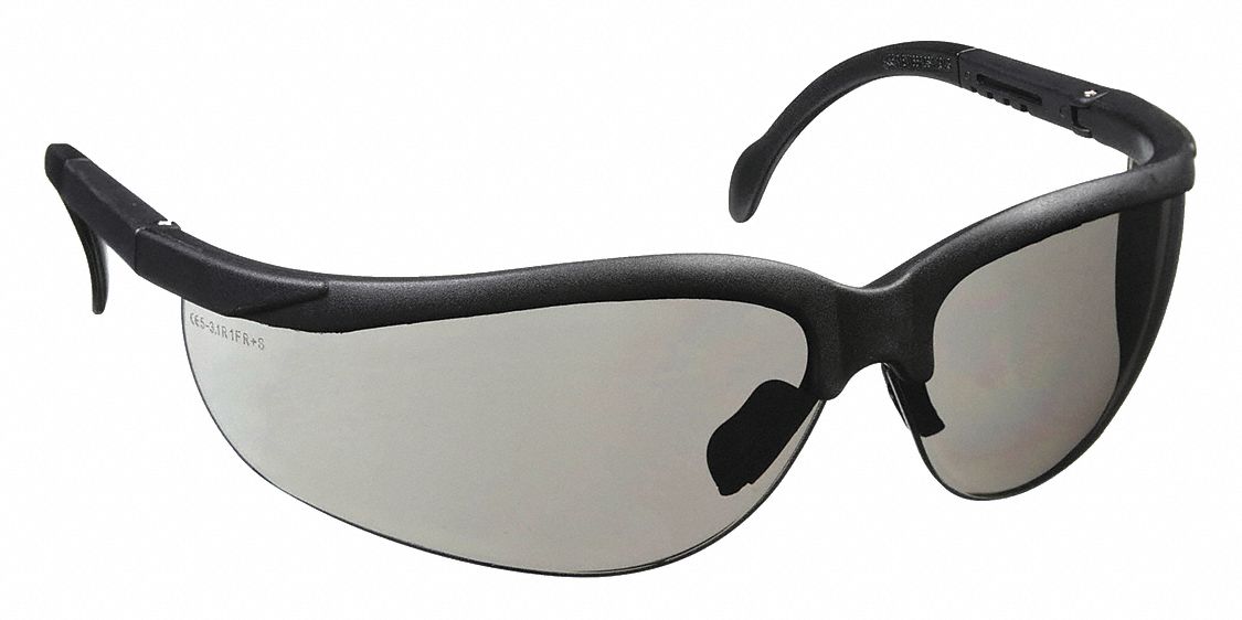 Safety Glasses: Gray Lens, Half-Frame, Uncoated, Black Frame, Journey(TM) Series