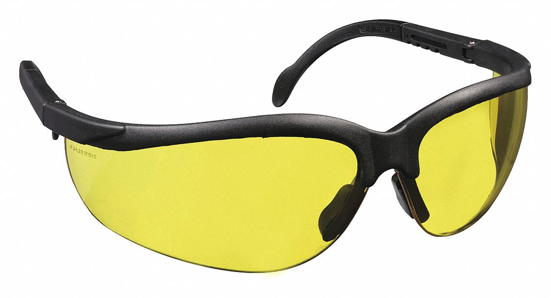 Safety Glasses: Amber Lens, Half-Frame, Uncoated, Black Frame, Journey(TM) Series