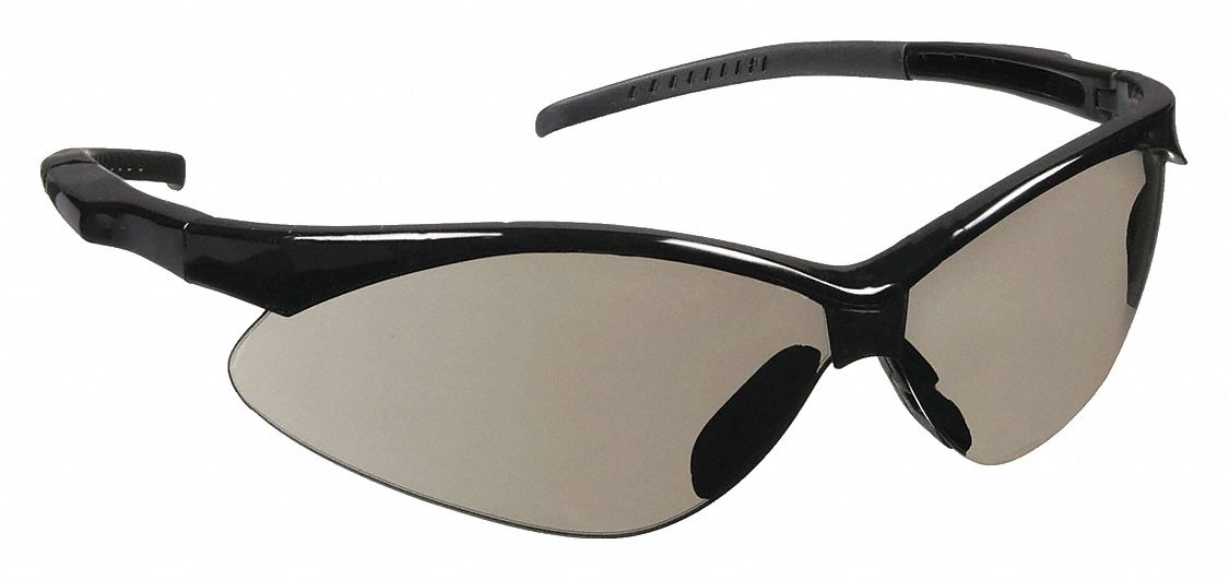 Safety Glasses: Gray Lens, Frameless, Uncoated, Black Frame, Rad-Apocalypse(TM) Series