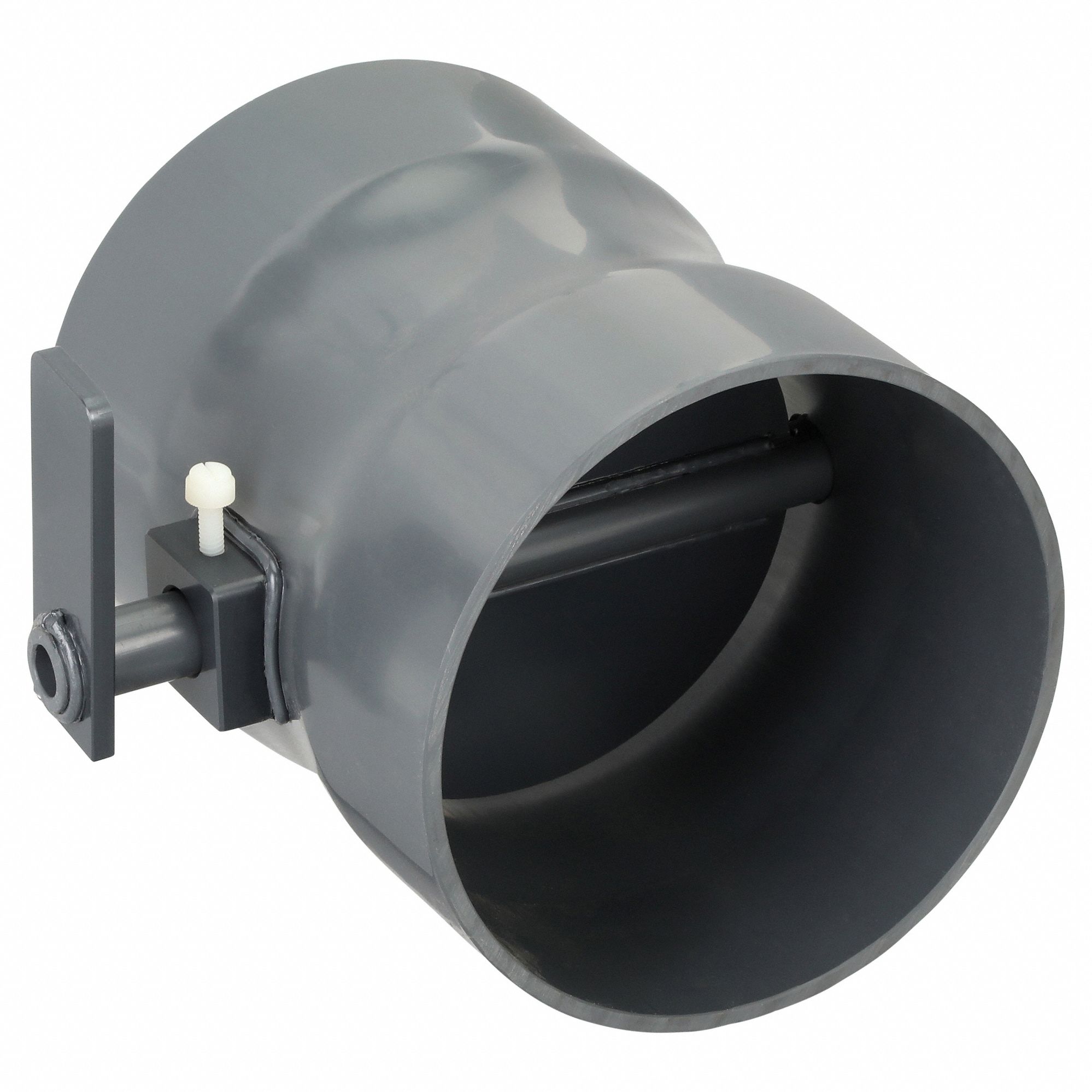 Butterfly Damper: PVC, For 4 in Duct Dia, 7 1/2 in Overall Lg, 4 1/2 in Inlet Dia