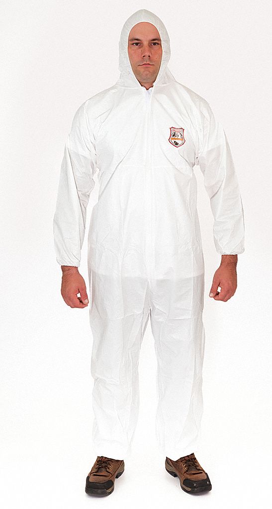 HOODED DISPOSABLE COVERALLS, XL, MICROGUARD, MICROPOROUS FABRIC, ELASTIC CUFFS