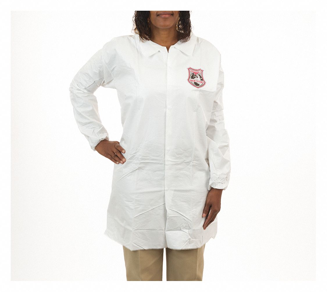 INTERNATIONAL ENVIROGUARD Disp. Lab Coat, XL, Microporous, White, PK50 6XMN58026XL Grainger