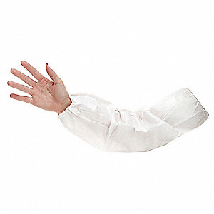 DISPOSABLE SLEEVE, MICROPOROUS FABRIC, 18 IN, SERGED SEAM, WHITE, 15 MIL THICK, 200 PK