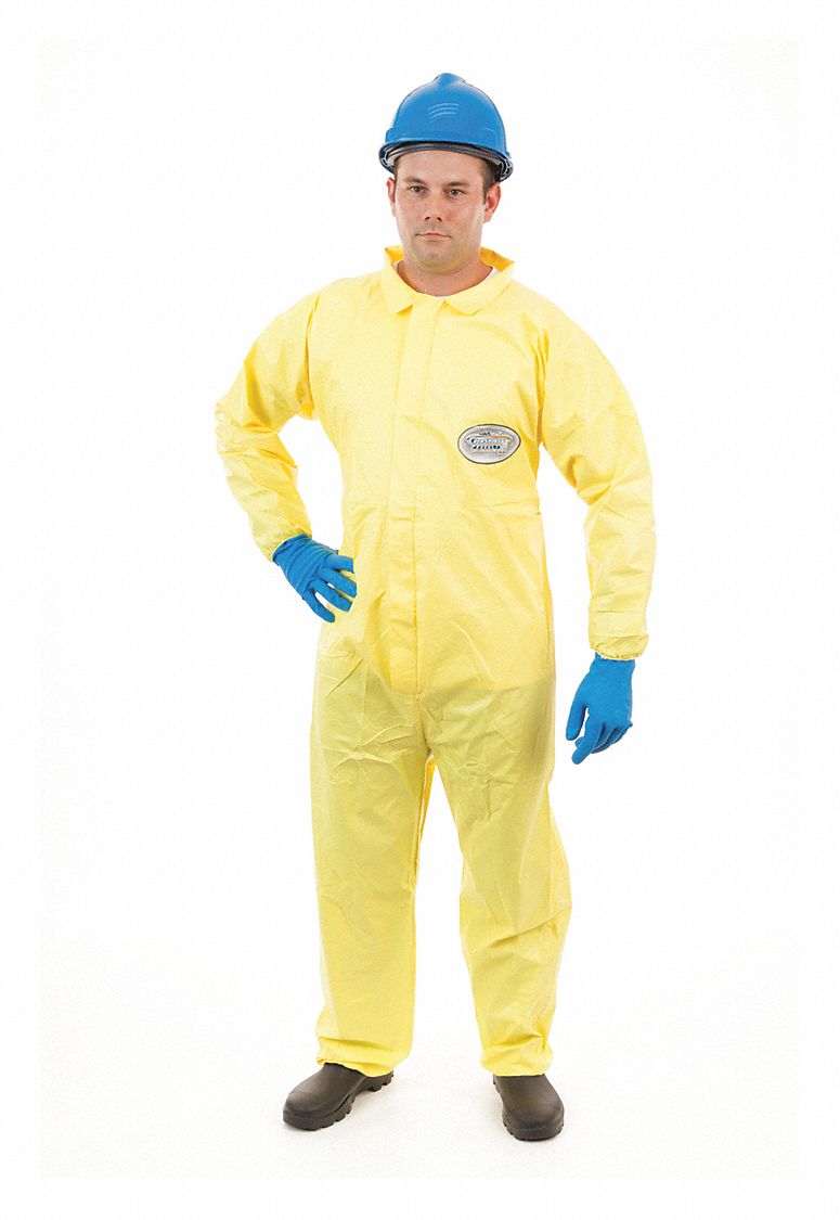 COLLARED CHEMICAL-RESISTANT COVERALLS, NON-WOVEN LAMINATE, ELASTIC, 3XL