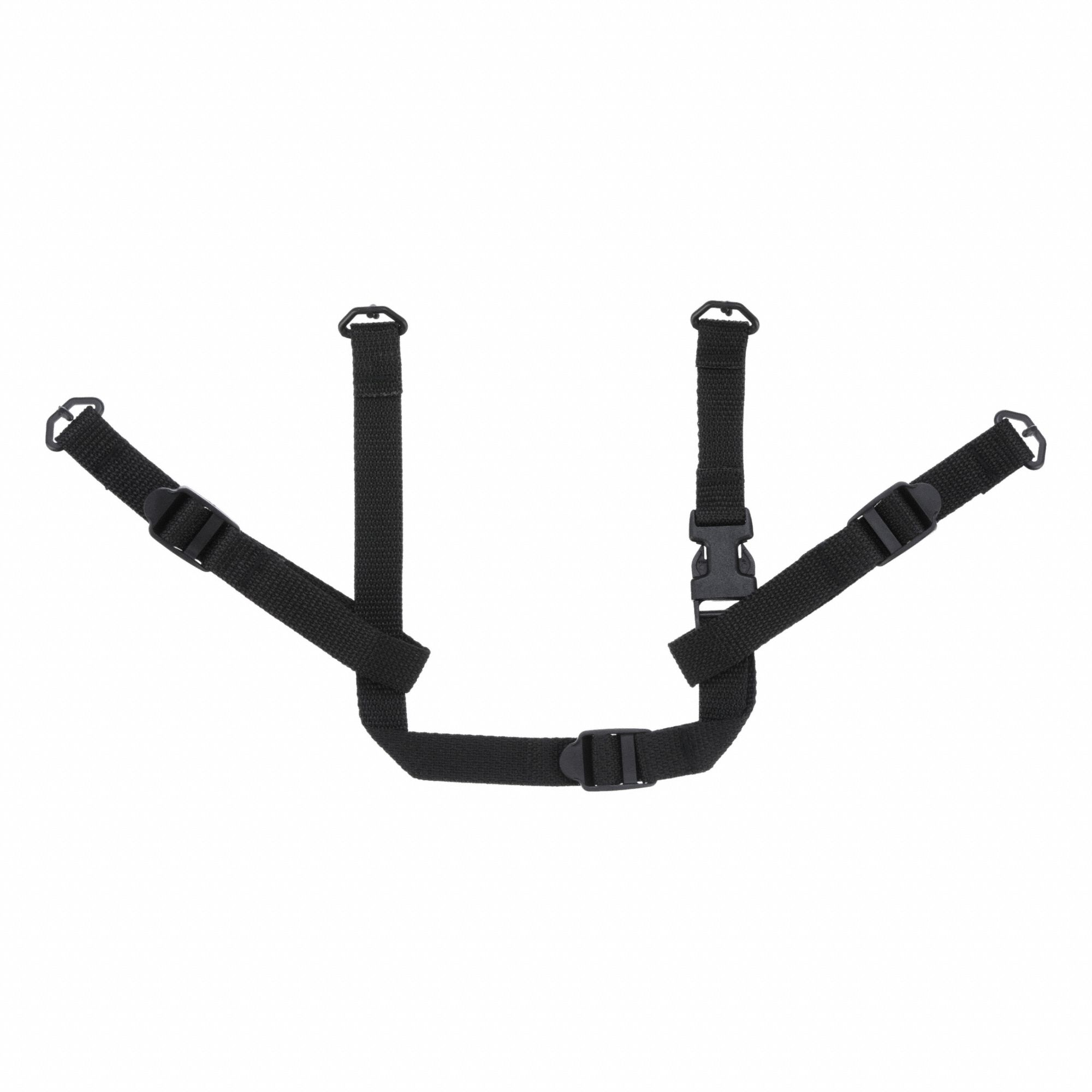 Hard Hat Chin Strap: Black Polyethylene, Chin Pad Not Included, 4 Attachment Points