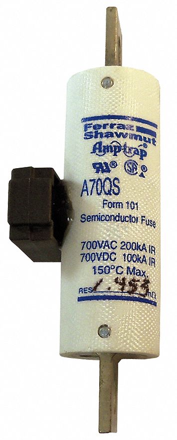 Semiconductor Fuse: A70QS Series, Fast-Acting, 100 A, 700 V AC, 700 V DC DC Volt Rating, Indicating