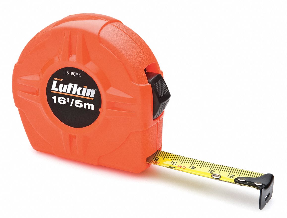 CRESCENT LUFKIN 16 ft Steel SAE/Metric Tape Measure, Orange 6XPX2