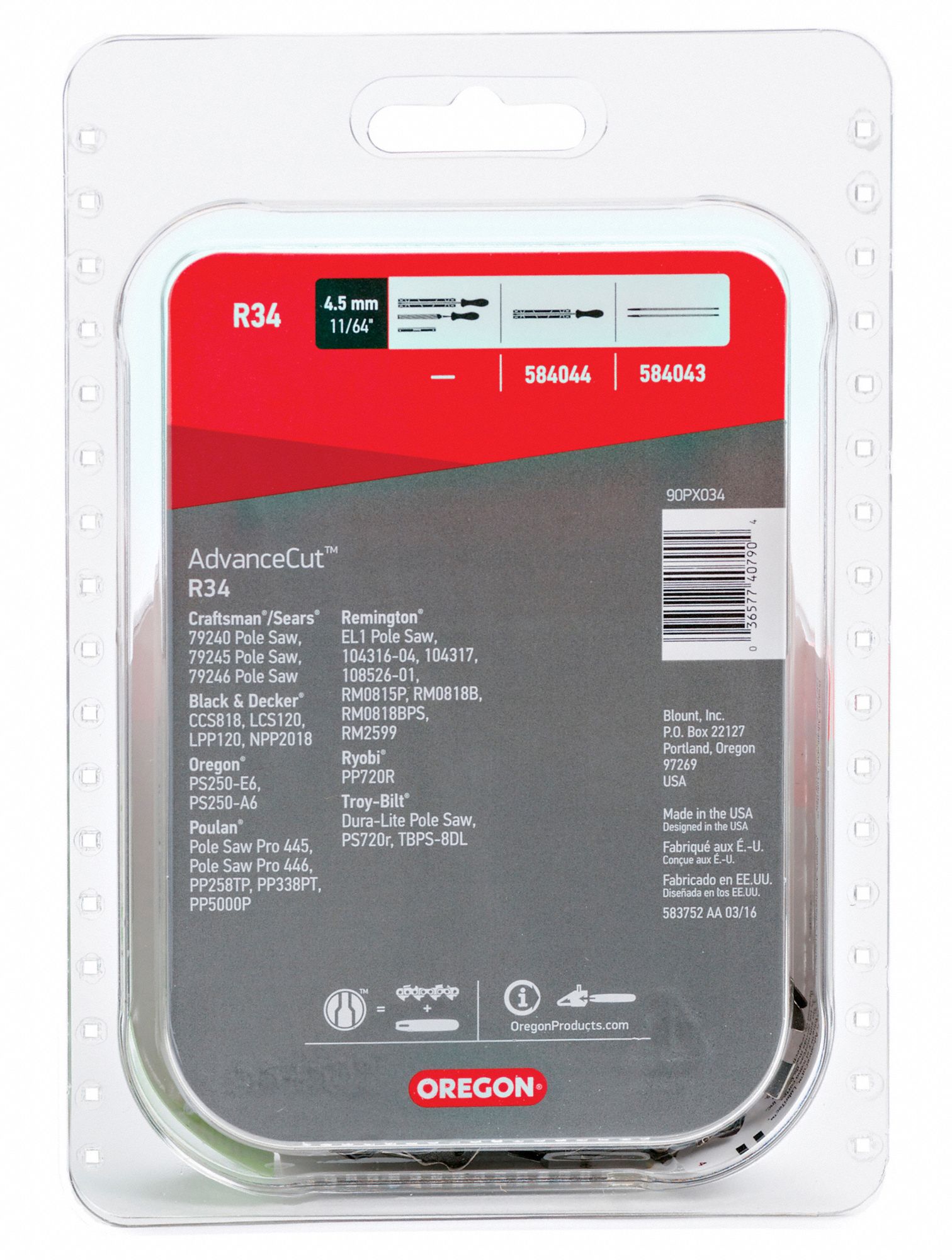 Oregon Saw Chain 8 In 043 In 3 8 In Pitch 6xr57 R34 Grainger