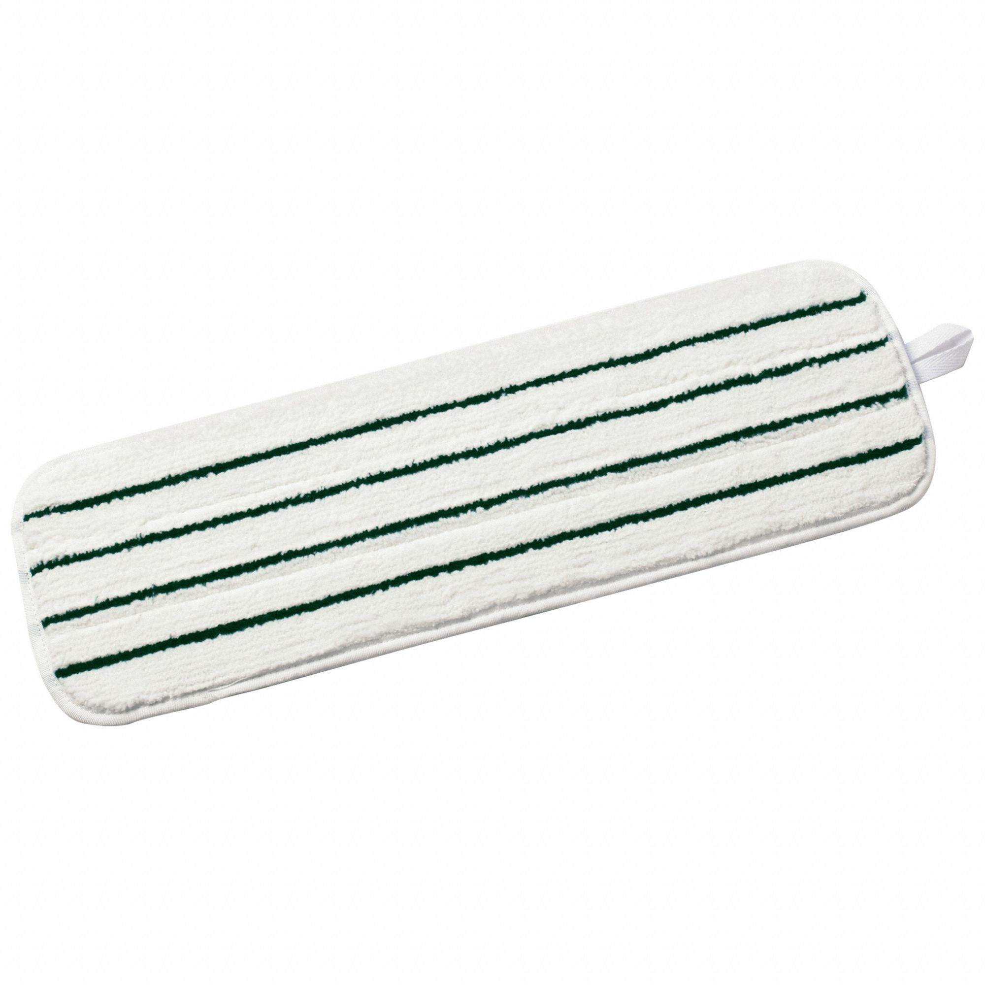 MOP PAD, MICROFIBRE, HOOK-AND-LOOP CONNECTION, 18 IN W, 5 IN D, WHITE, LAUNDERABLE, 10 PK