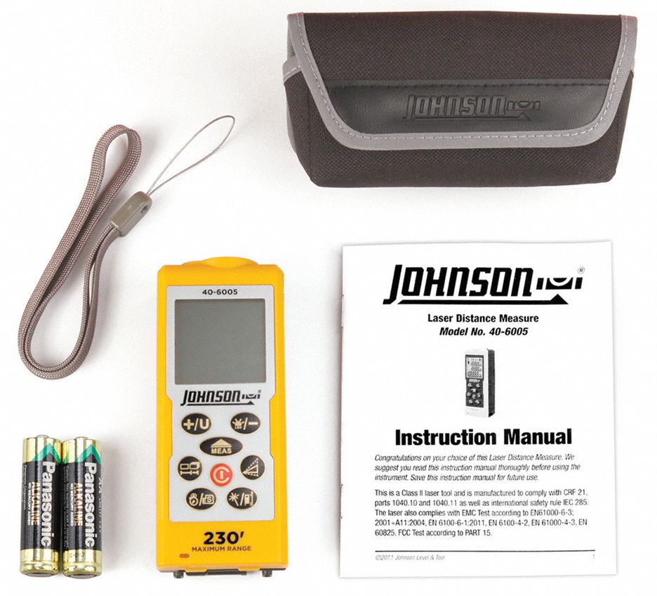 JOHNSON Distance Measure Laser, LCD, 230 ft. 6XUR1406005 Grainger