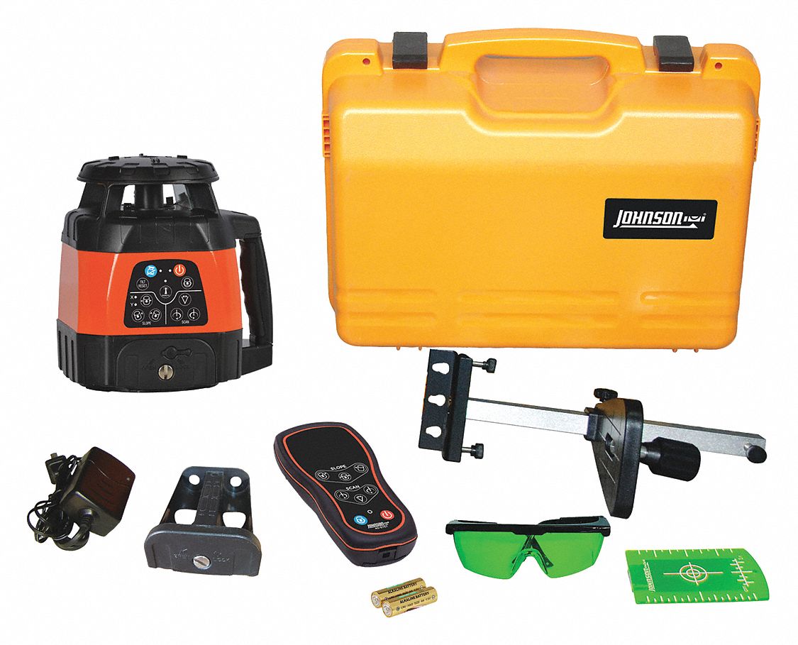 JOHNSON LEVEL, 1,200 ft Range w/Receiver, Green Beam, Rotary Laser 6XUR3406544 Grainger