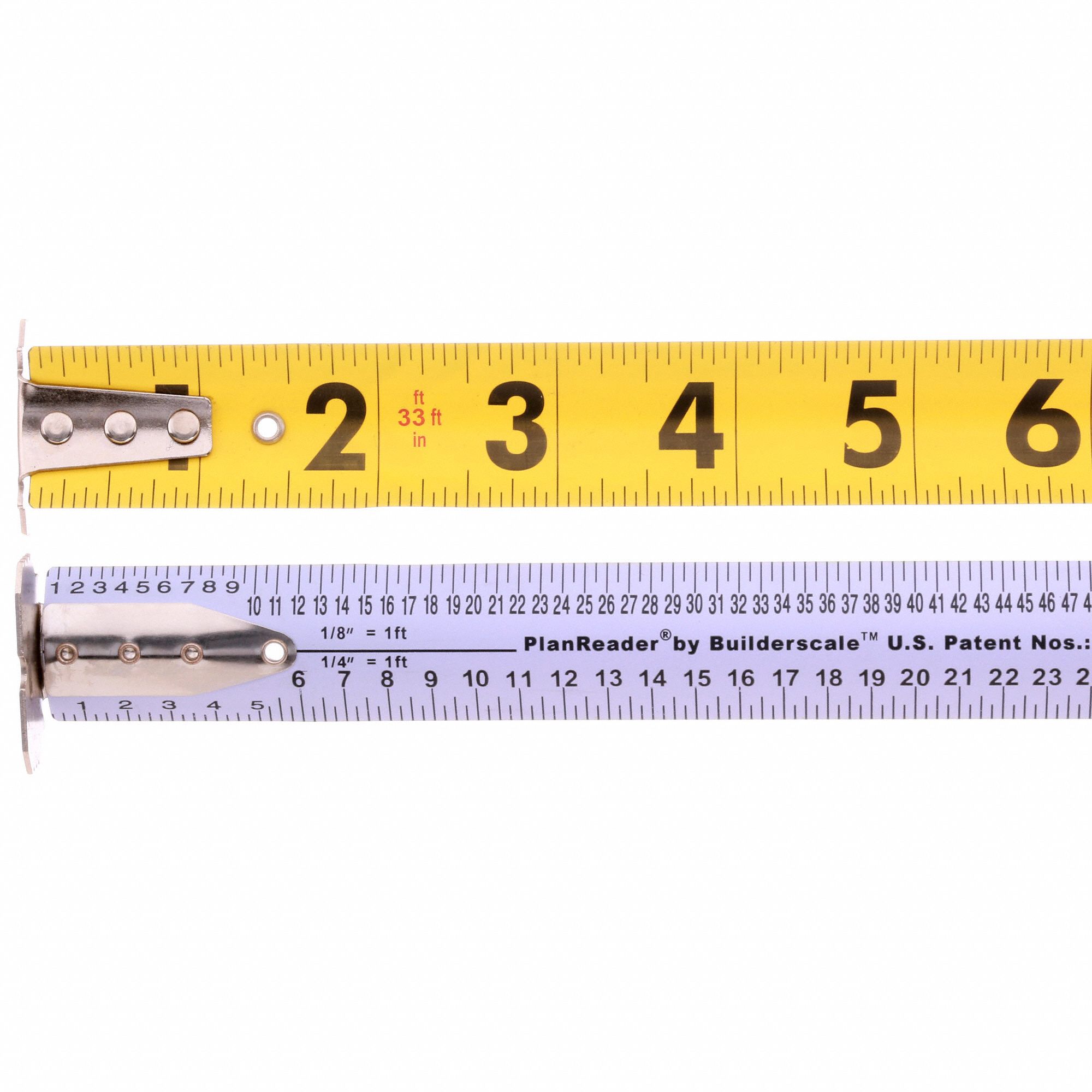 JOHNSON 33 ft Steel SAE Tape Measure, Chrome 6XUT018190033 Grainger
