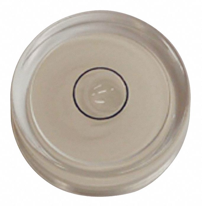 Bulls Eye Level: Nonmagnetic, 1 3/16 in x 3/8 in, 37 Arc Min, Plastic, White, Acrylic