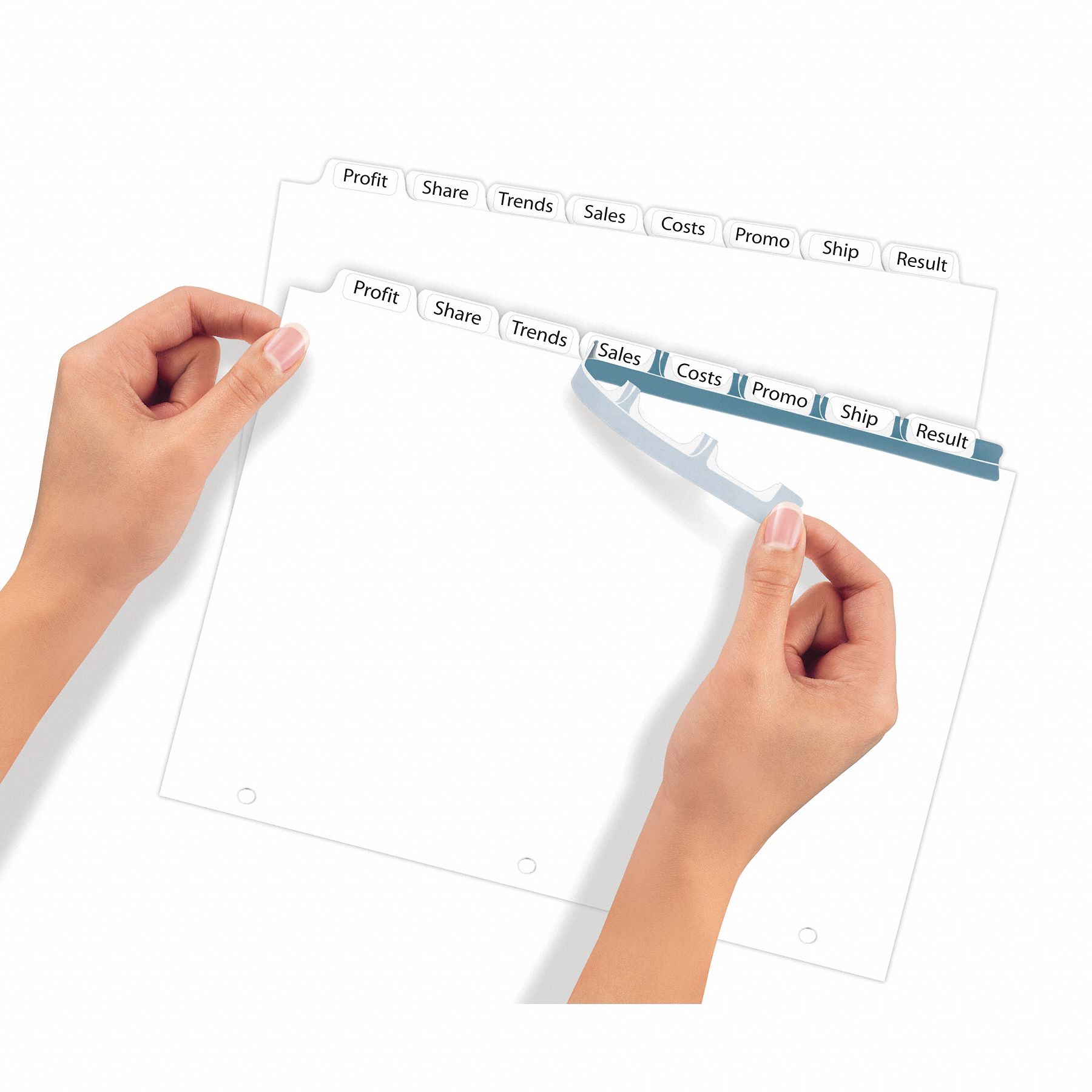 AVERY Binder Divider Blank, White, 8 Tabs, 11 in Ht, 8 1/2 in Wd, Binder Divider 6XVU4
