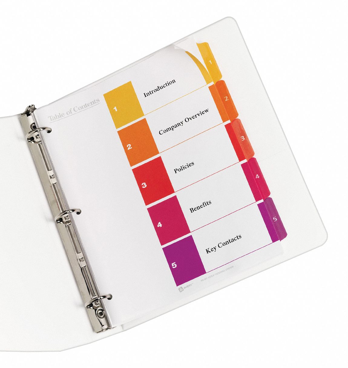 Avery Binder Divider: 1 To 5 Table Of Contents, Multicolor, 5 Tabs, 11 