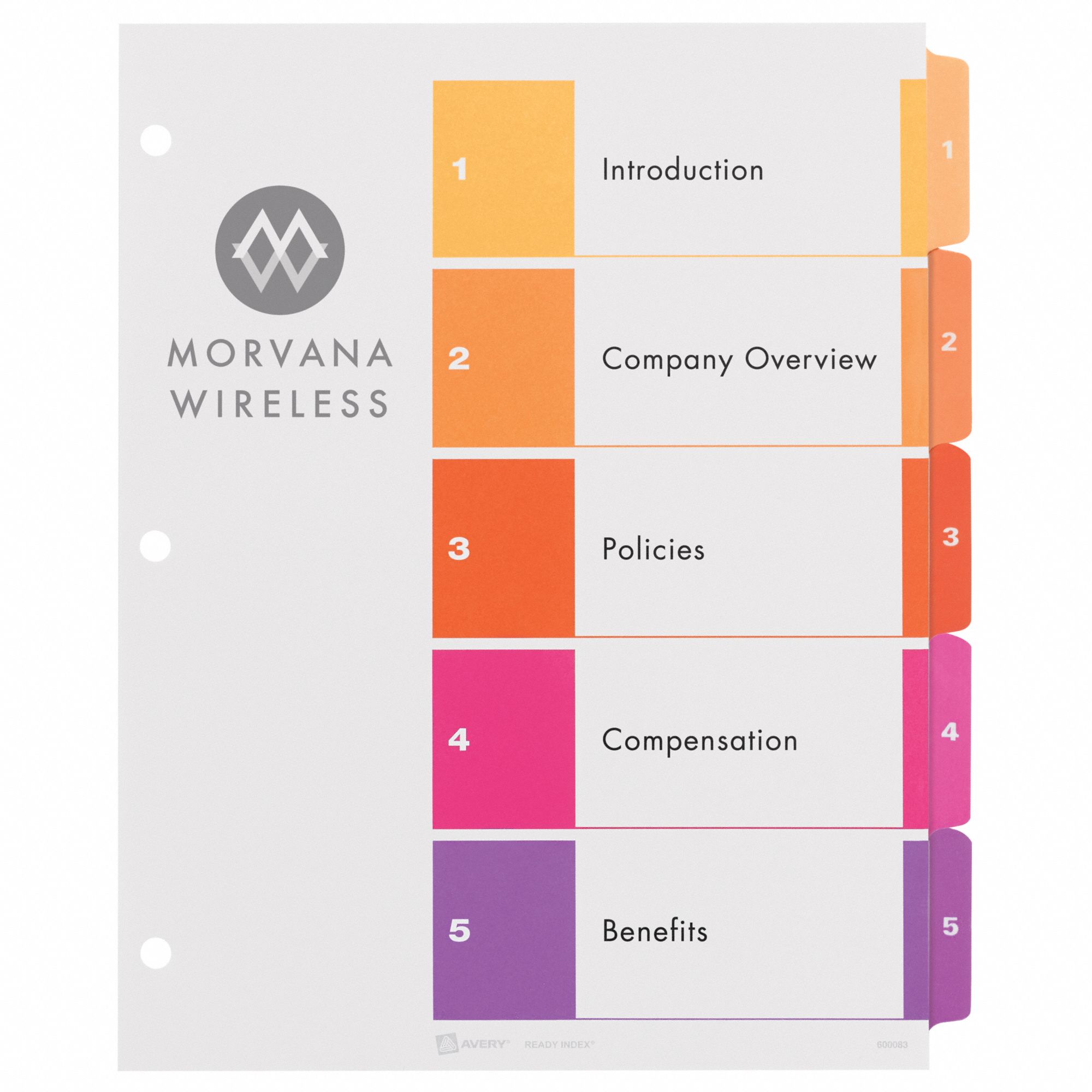 AVERY Binder Divider 1 to 5 Table of Contents, Multicolor, 5 Tabs, 11