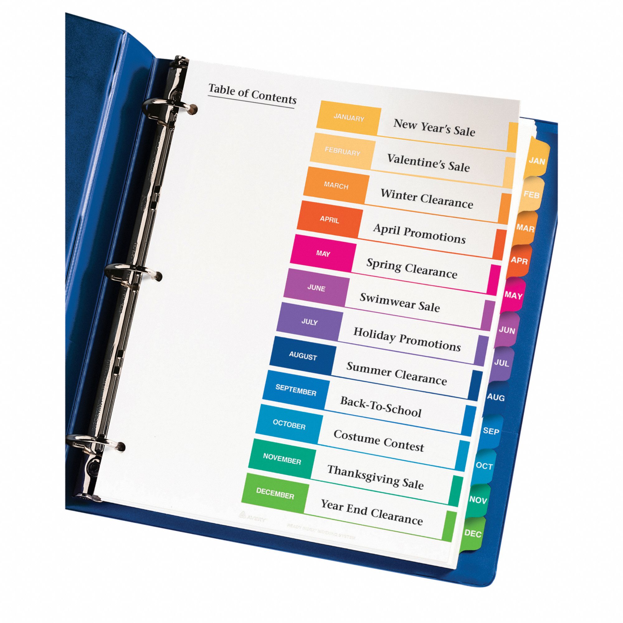 AVERY Binder Divider with 12 Preprinted Tabs, Multicolor Jan to Dec