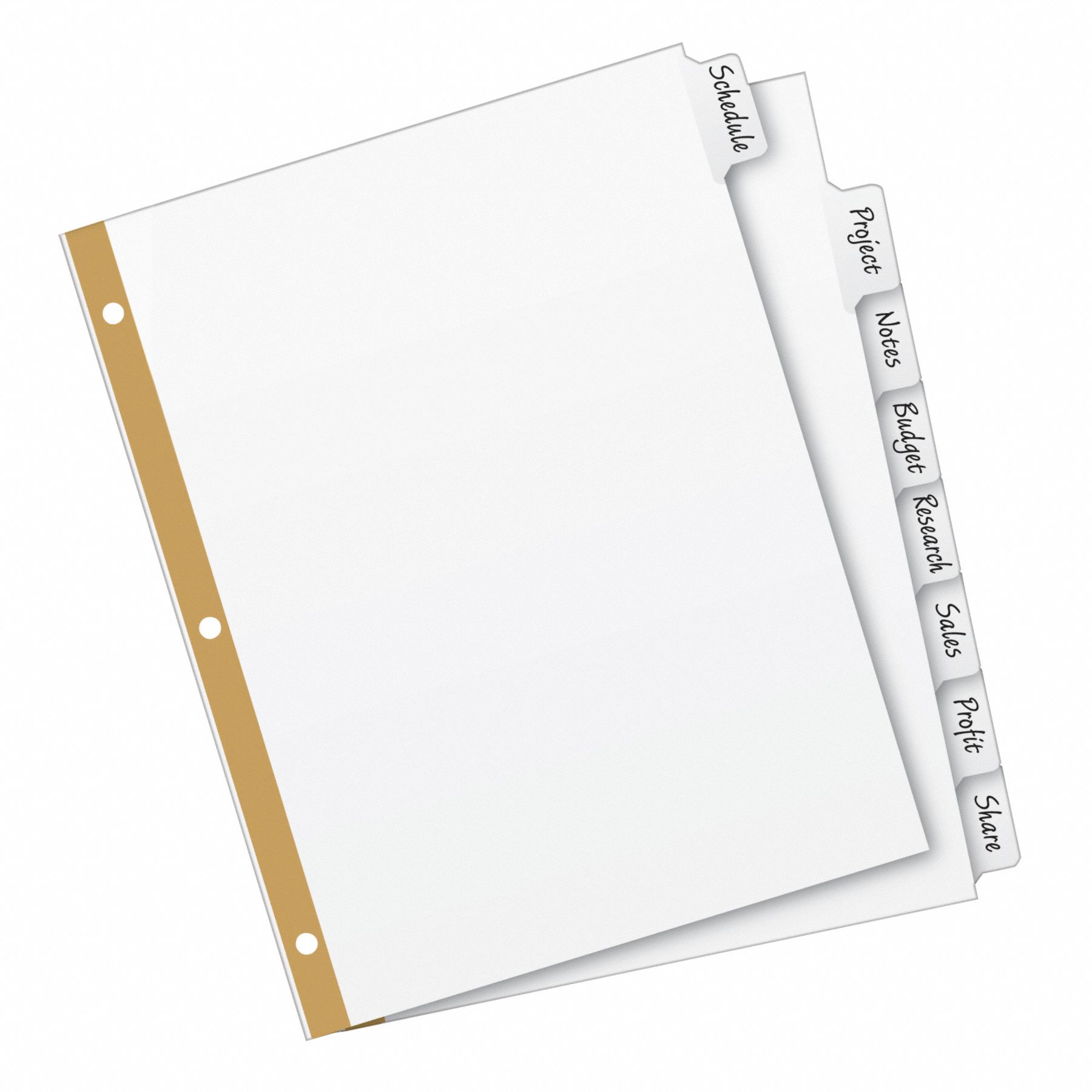 AVERY Binder Divider Blank, White, 8 Tabs, 11 in Ht, 8 1/2 in Wd