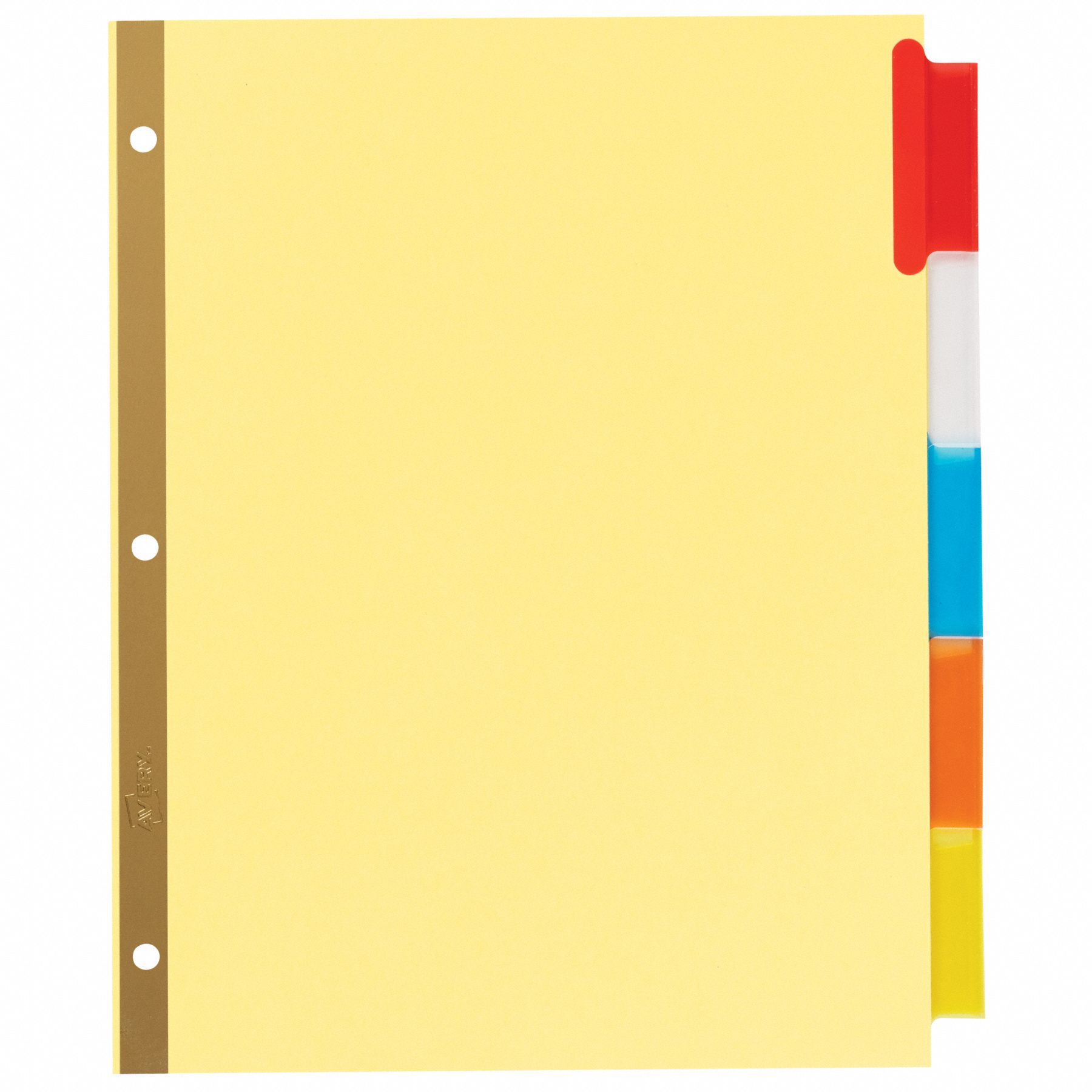 AVERY Binder Divider Blank, Multicolor, 5 Tabs, 11 in Ht, 8 1/2 in Wd