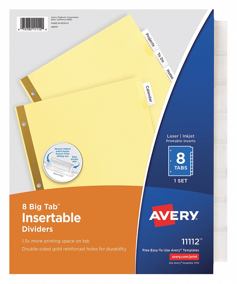 BINDER DIVIDER,INSERTABLE,TRANSPARENT