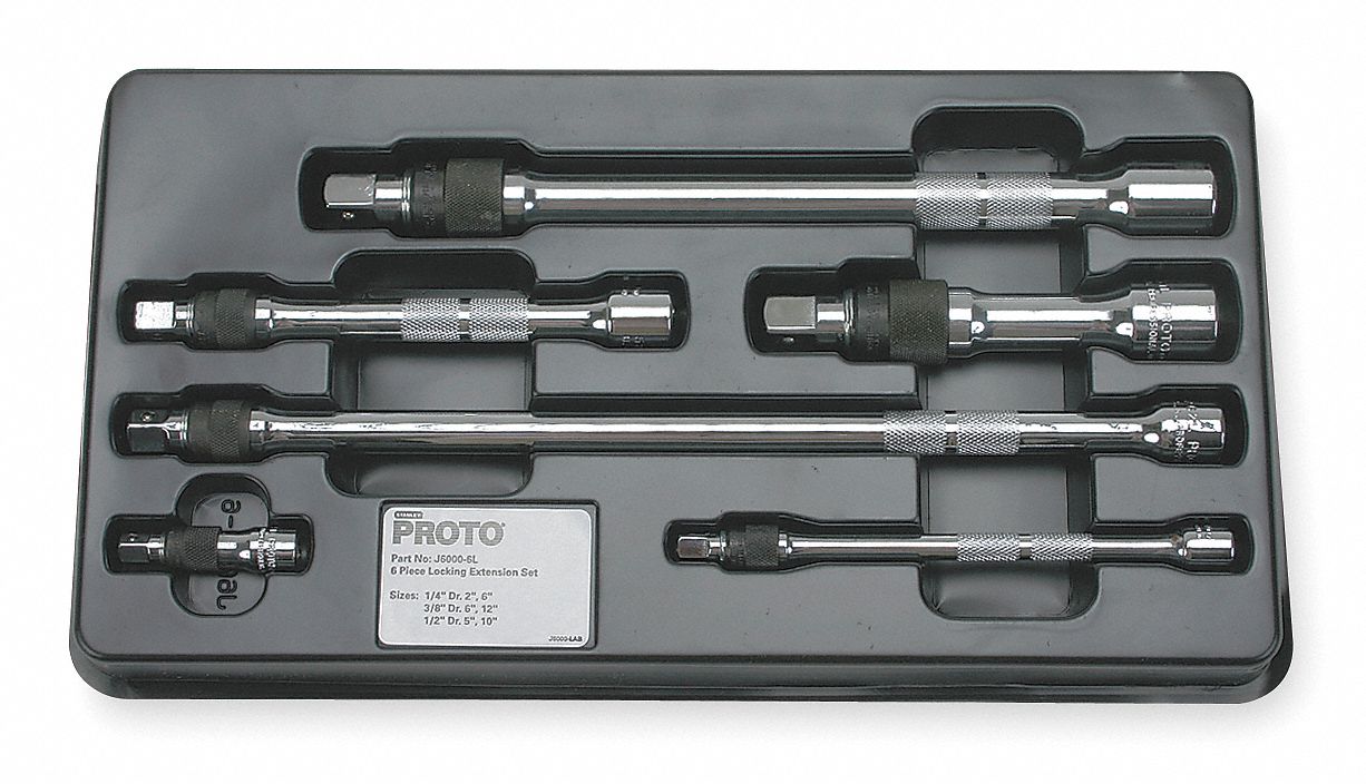 2 5 6 10 12 Socket Extension Set With 14 38 12 Drive Size And Chrome Finish