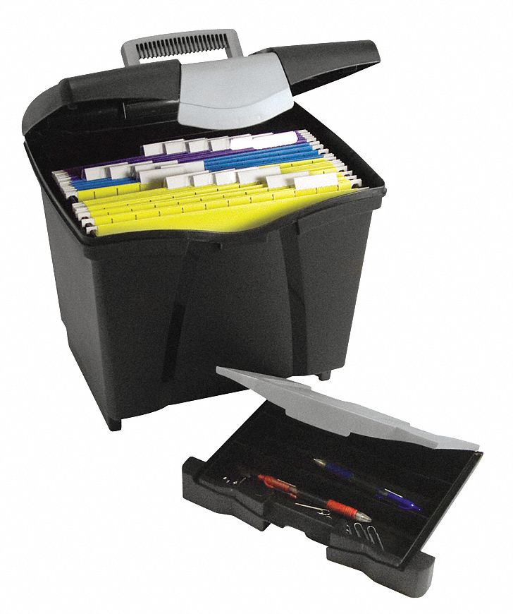 Storex File Storage Box With Drawer 14 1 2 Height 14 Width 11
