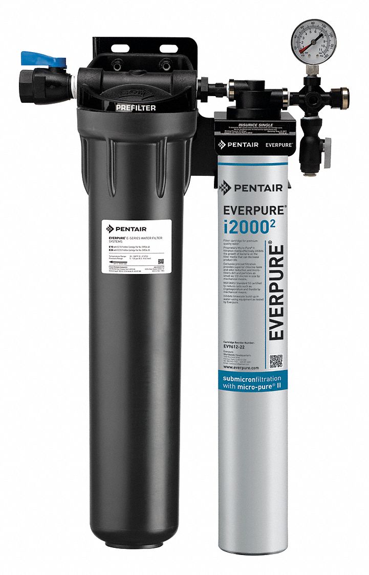 WATER FILTER SYSTEM: 0.5 MICRON, 1.7 GPM FLOW RATE, 9,000 GAL, ¾ IN, NPT, 28 IN H