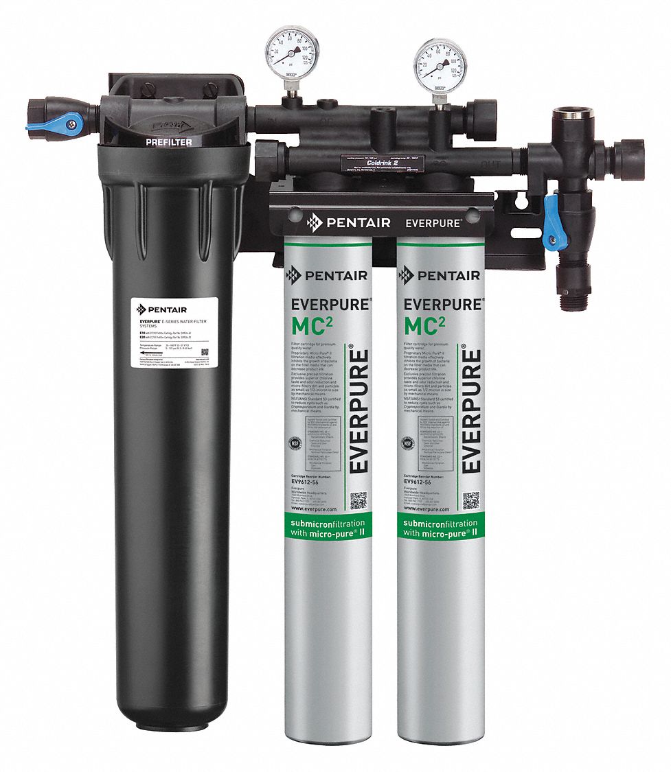 WATER FILTER SYSTEM: 0.5 MICRON, 3.3 GPM FLOW RATE, 18,000 GAL, ¾ IN, NPT, 21½ IN WD