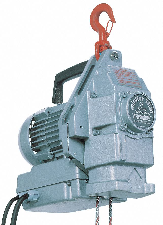 Electric Wire Rope Hoist: 660 lb Load Capacity, 17 fpm Lift Speed, 1.5 hp Motor HP, 115 Volt