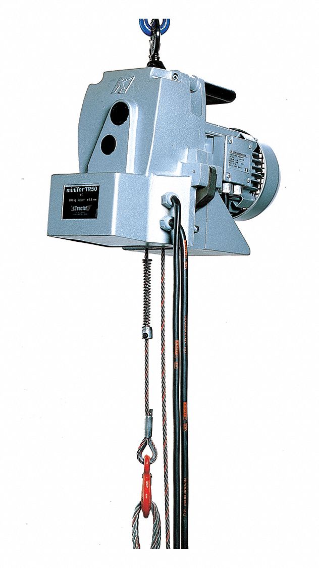 Electric Wire Rope Hoist: 660 lb Load Capacity, 43 fpm Lift Speed, 1.5 hp Motor HP, 220 Volt