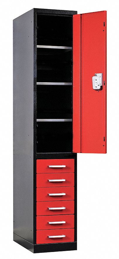 Wrdrb Lockr Solid 1 Wd 1 Tier Red/Black