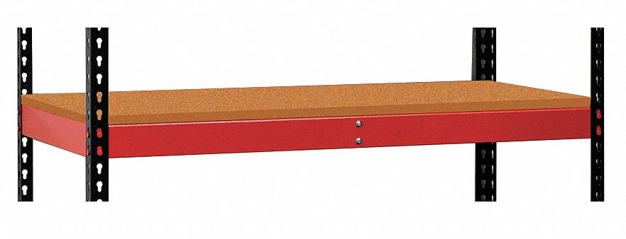 ADDITIONAL SHELF, 48 IN X 24 IN, 700 LB LOAD CAPACITY, PARTICLEBOARD, 4 GA DECKING, RED