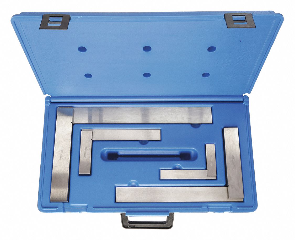 PRECISION STEEL SQUARE, 4 PIECES, STEEL, 006 IN TO 012 IN SQUARENESS, 90 °  ANGLE