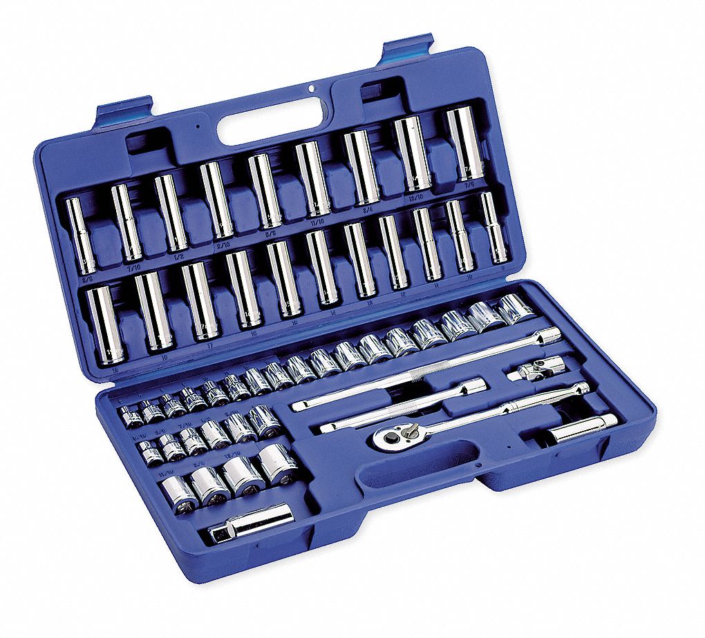 WESTWARD, 3/8 in Drive Size, 53 Pieces, Socket Wrench Set - 6XZ83