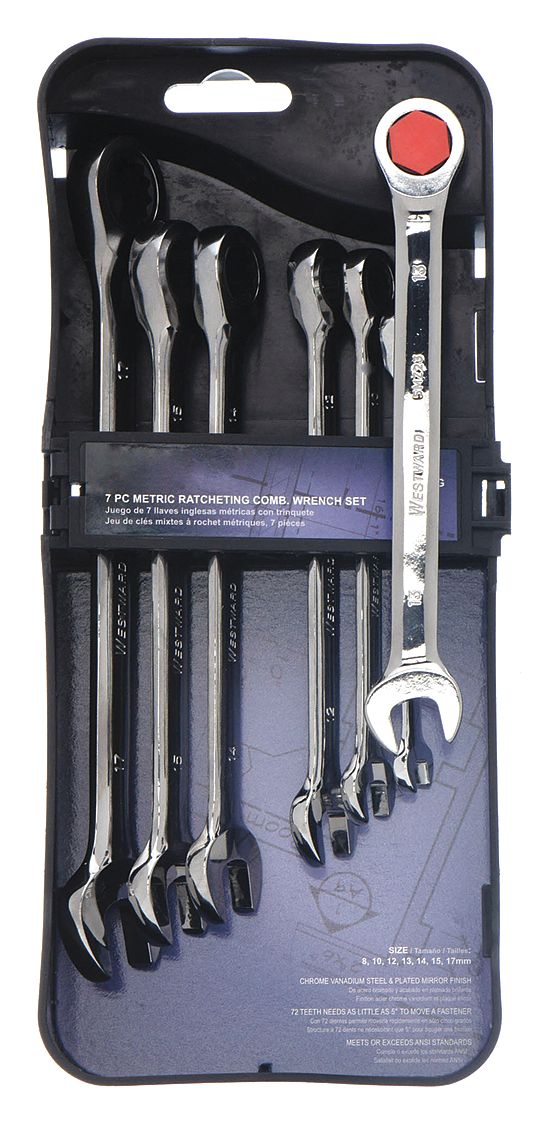 Metric Ratcheting Combo Wrench Set - 7 Piece