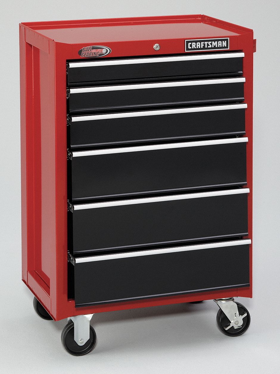 Craftsman Red Black Rolling Cabinet 40 3 4 H X 26 1 2 W X 18 D