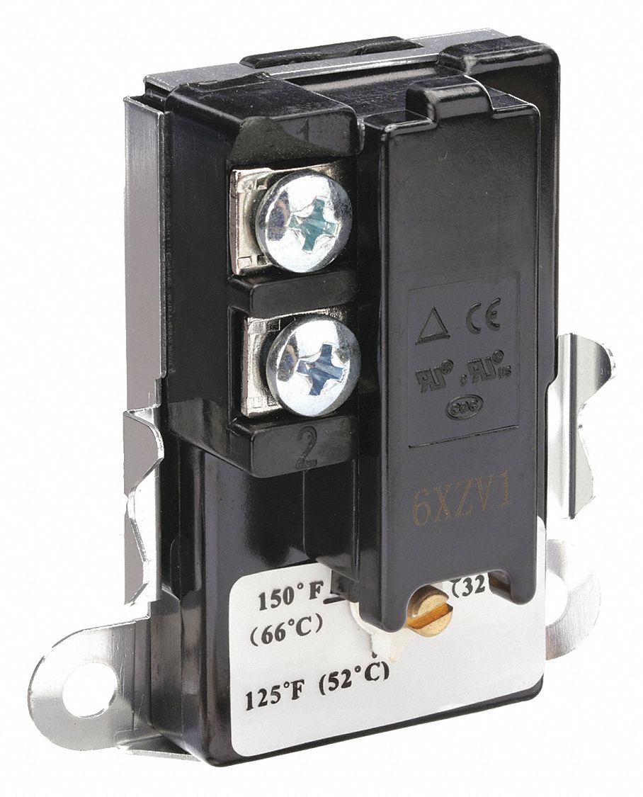 THERMOSTAT SPST: MER PART # 6XZV1, 90 ° F TO 150 ° F, 3,000 W AT 120V/6,000 W AT 240V