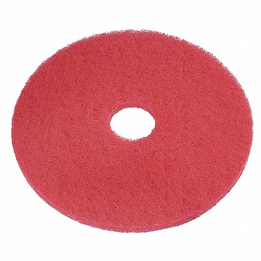 Pack of 5 Tough Guy 6YAA1 Buffing Pads Red 17" Polyester Fiber Round Recycled 