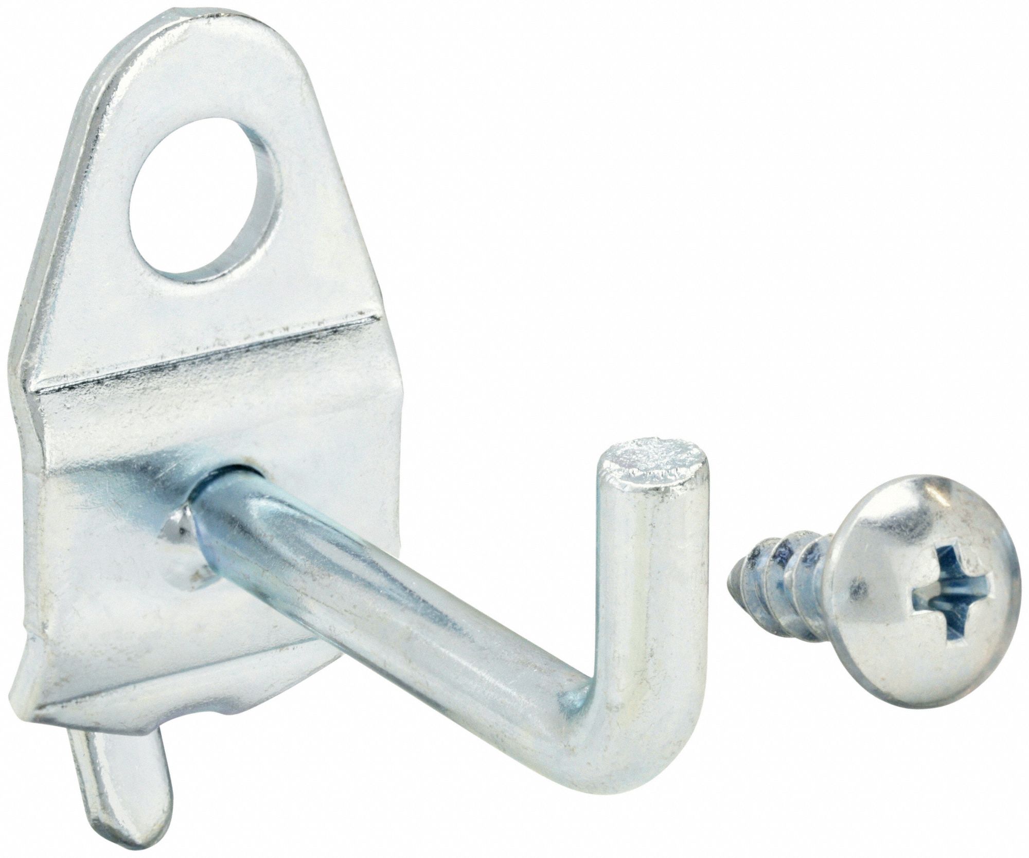 SINGLE ROD PEGBOARD HOOK, ⅛ IN/1/4 IN PEG HOLE, SCREW-IN, SURFACE, SILVER, 10 PK