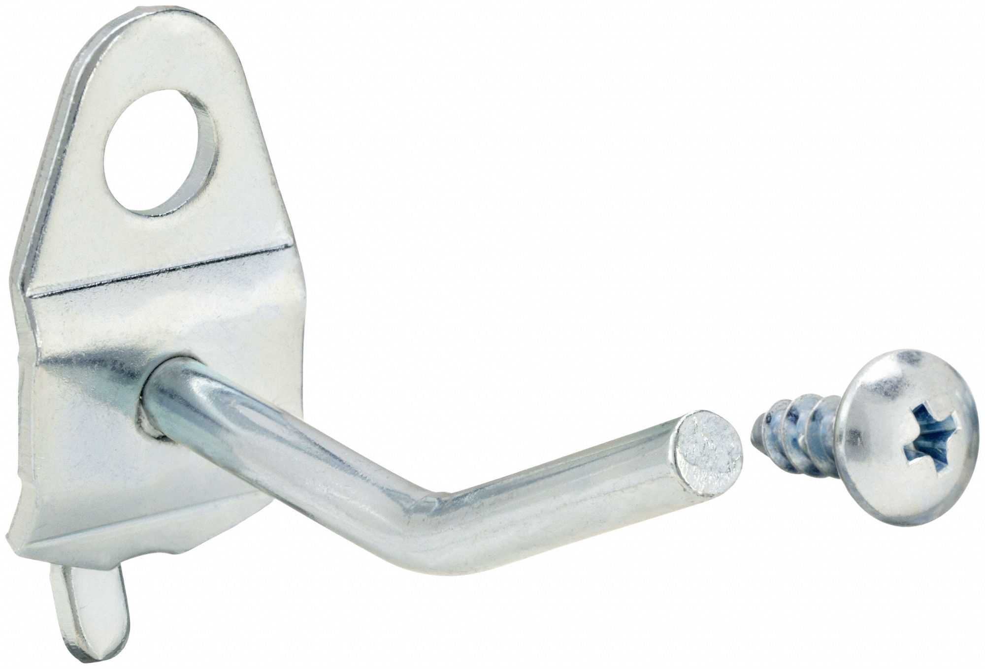 SINGLE ROD PEGBOARD HOOK, ⅛ IN/1/4 IN PEG HOLE, SCREW-IN, SURFACE, SILVER, 10 PK