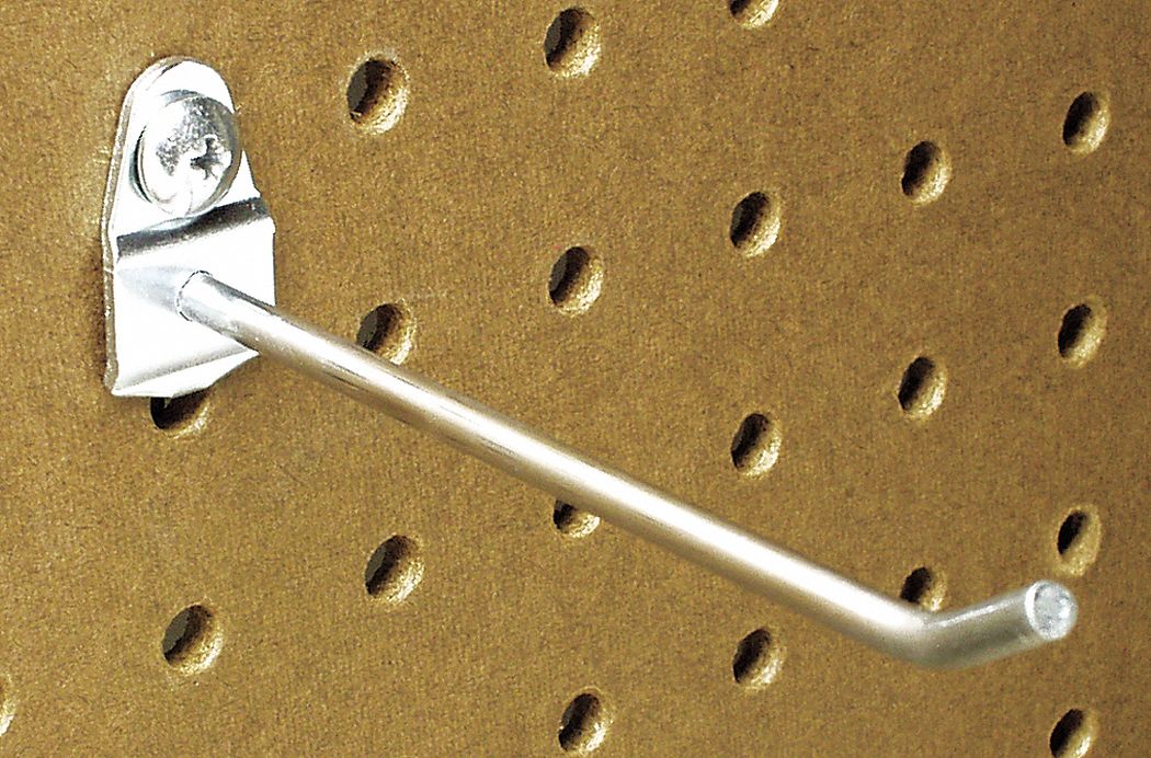 DURAHOOK Single Rod Pegboard Hook 4 in x 3/4 in x 1 1/2 in, ScrewIn