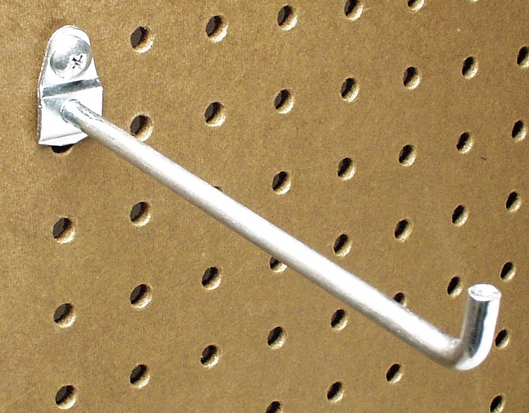 DURAHOOK Single Rod Pegboard Hook 6 in x 3/4 in x 1 1/2 in, ScrewIn