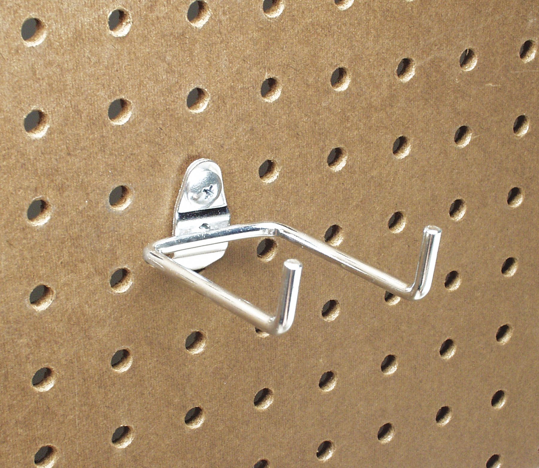 DURAHOOK Steel Double Rod Pegboard Hook, Screw In Mounting Type, Silver