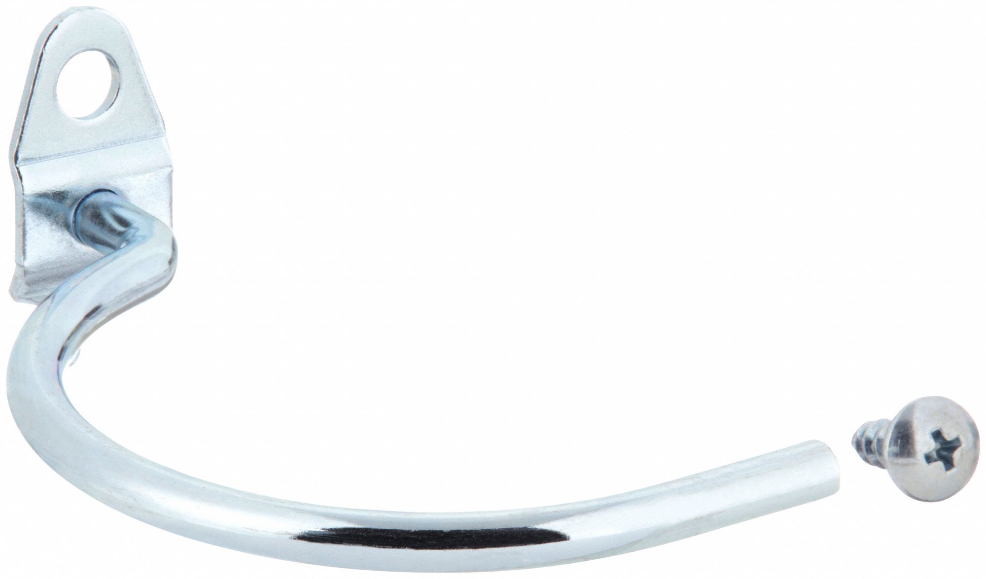 Curved Pegboard Hook: 1/8 in_1/4 in Peg Hole, For 1 in Pegboard Hole Spacing, 10 PK